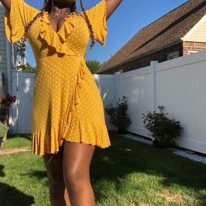 Short Yellow Polka Dot Dress